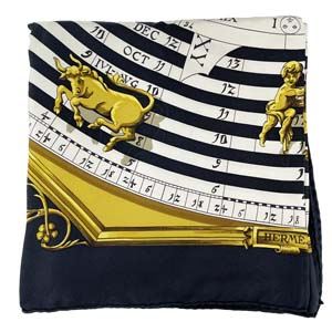 エルメス カレ 90 シルク ネイビー スカーフ