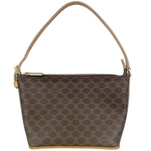 セリーヌ マカダム PVC レザー ブラウン ハンドバッグ