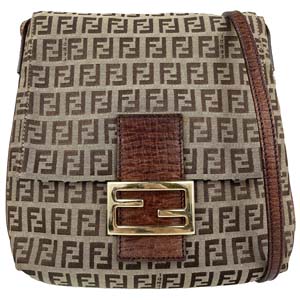 フェンディ ズッキーノ キャンバス レザー ブラウン ショルダーバッグ