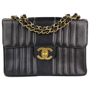 シャネル マドモアゼル 30㎝ キャビアスキン ブラック ショルダーバッグ