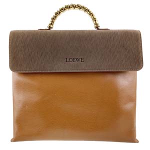 ロエベ ベラスケス ツイスト レザー ブラウン キャメル ハンドバッグ