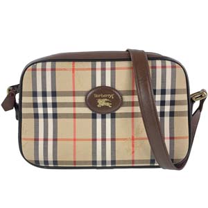 バーバリー ノバチェック キャンバス レザー ベージュ ブラウン ショルダーバッグ