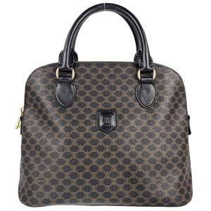 セリーヌ マカダム PVC レザー ブラック ハンドバッグ