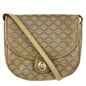 セリーヌ マカダム PVC レザー ベージュ ショルダーバッグ