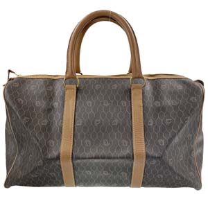 ディオール ハニカム柄 PVC レザー ブラウン ボストンバッグ