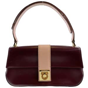 フェラガモ ガンチーニ レザー ボルドー ショルダーバッグ