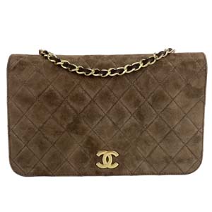 シャネル マトラッセ 23㎝ スエード ブラウン ショルダーバッグ