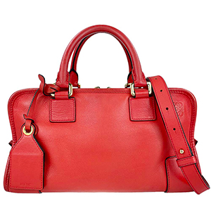 ロエベ アマソナ28 カーフスキン レッド 2WAY ハンドバッグ
