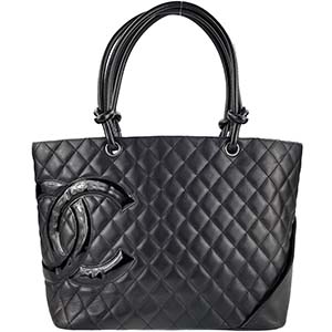 シャネル カンボンライン カーフスキン ブラック ラージ トートバッグ