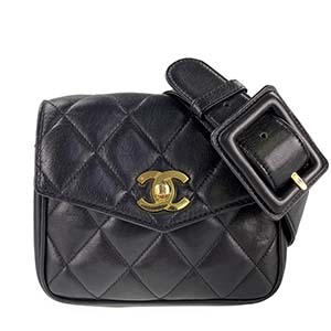 シャネル マトラッセ ラムスキン ブラック ウエストバッグ