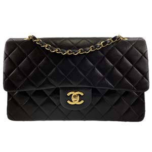 シャネル マトラッセ 25㎝ ラムスキン ブラック ショルダーバッグ