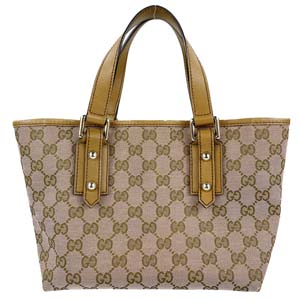 グッチ GGキャンバス キャンバス レザー ピンク ブラウン ハンドバッグ