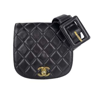 シャネル マトラッセ ラムスキン ブラック ウエストバッグ