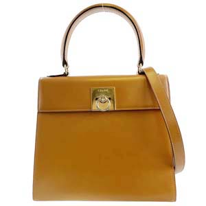 セリーヌ ガンチーニ レザー ブラウン 2WAY ハンドバッグ