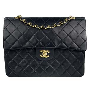 シャネル マトラッセ 25㎝ ラムスキン ブラック ショルダーバッグ