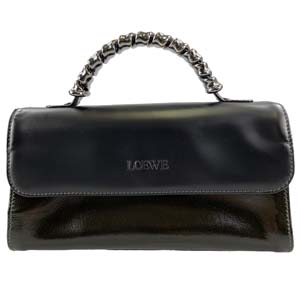 ロエベ ベラスケス ツイスト レザー ブラック ミニ ハンドバッグ