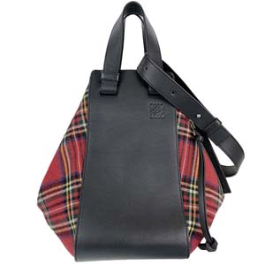 ロエベ ロエベ ハンモック ウール カーフスキン ブラック レッド 2WAY ハンドバッグ