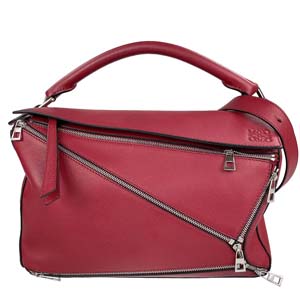 ロエベ パズルバッグ ジップ カーフスキン レッド 3WAY ショルダーバッグ