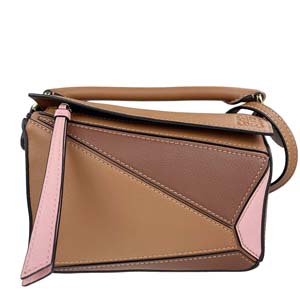 ロエベ パズルバッグ ミニ カーフスキン ブラウン 3WAY ショルダーバッグ