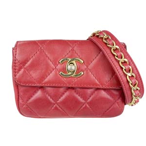 シャネル マトラッセ ラムスキン レッド ウエストバッグ