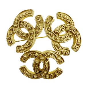 シャネル ゴールドメッキ CCロゴ ゴールド ブローチ