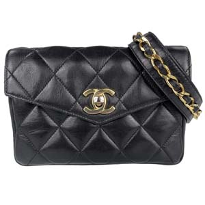 シャネル マトラッセ ラムスキン ブラック ウエストバッグ