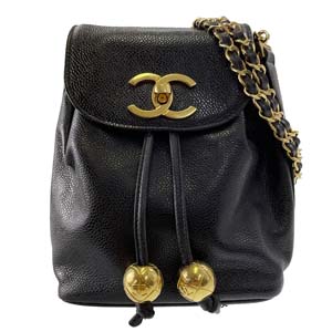 シャネル キャビアスキン CCロゴ ブラック ショルダーバッグ
