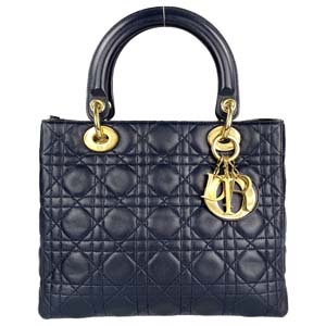 ディオール レディディオール カナージュ ミディアム ラムスキン ダークネイビー ハンドバッグ