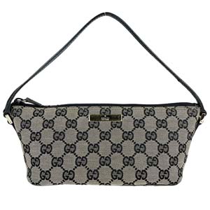 グッチ GGキャンバス キャンバス レザー ネイビー アクセサリーポーチ