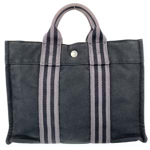 エルメス フールトゥ トートPM コットンキャンバス ブラック トートバッグ