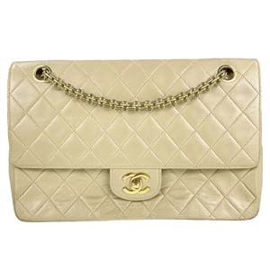 シャネル マトラッセ 27㎝ ラムスキン ベージュ ショルダーバッグ