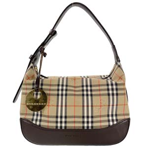 バーバリー ノバチェック キャンバス レザー ベージュ ブラウン ショルダーバッグ