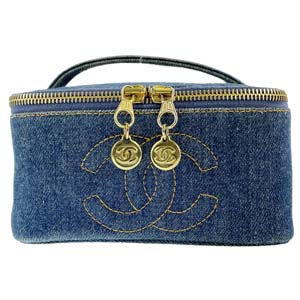 シャネル デニム CCロゴ ブルー バニティバッグ