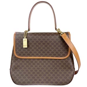 セリーヌ マカダム PVC レザー ブラウン 2WAY ハンドバッグ