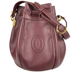 カルティエ マストライン レザー ボルドー ショルダーバッグ
