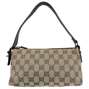 グッチ GGキャンバス キャンバス レザー ベージュ ブラウン ハンドバッグ