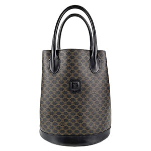 セリーヌ マカダム PVC レザー ブラック ハンドバッグ