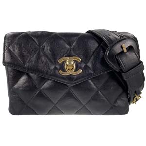 シャネル マトラッセ ラムスキン ブラック ウエストバッグ