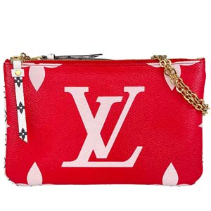 ルイ・ヴィトン モノグラム ジャイアント ポシェット ドゥーブルジップ レッド ショルダーバッグ