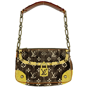 ルイ・ヴィトン モノグラム トロンプルイユ ベルベット レザー マロン ポシェット アクセソワ―ル 