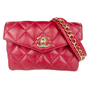 シャネル マトラッセ ラムスキンレッド ウエストバッグ