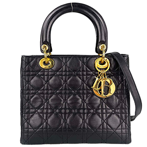 ディオール レディディオール カナージュ ミディアム ラムスキン ブラック 2WAY ハンドバッグ
