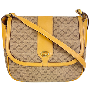 グッチ マイクロGG PVC レザー ブラウン ショルダーバッグ