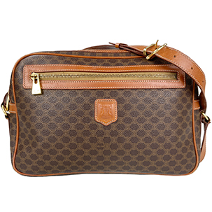 セリーヌ マカダム PVC レザー ブラウン ショルダーバッグ