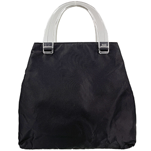 プラダ ナイロン プラスチック ブラック クリアハンドル ハンドバッグ