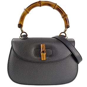 グッチ バンブー レザー ブラック 2WAY ハンドバッグ