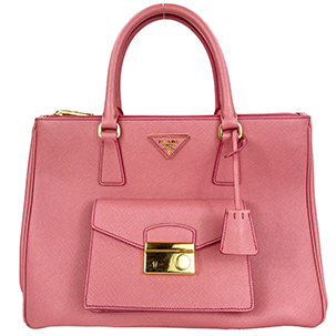プラダ サフィアーノ レザー ピンク 2WAY ハンドバッグ