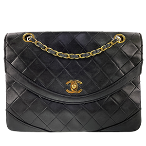 シャネル マトラッセ 25㎝ ラムスキン ブラック ショルダーバッグ