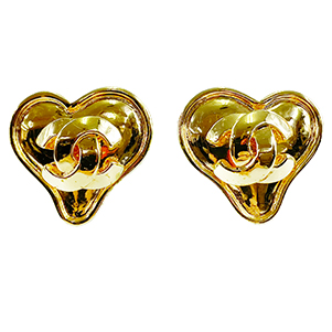 シャネル ゴールドメッキ CCロゴ ハート ゴールド イヤリング