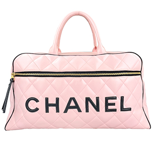 シャネル スポーツライン マトラッセ カーフスキン ピンク ボストンバッグ